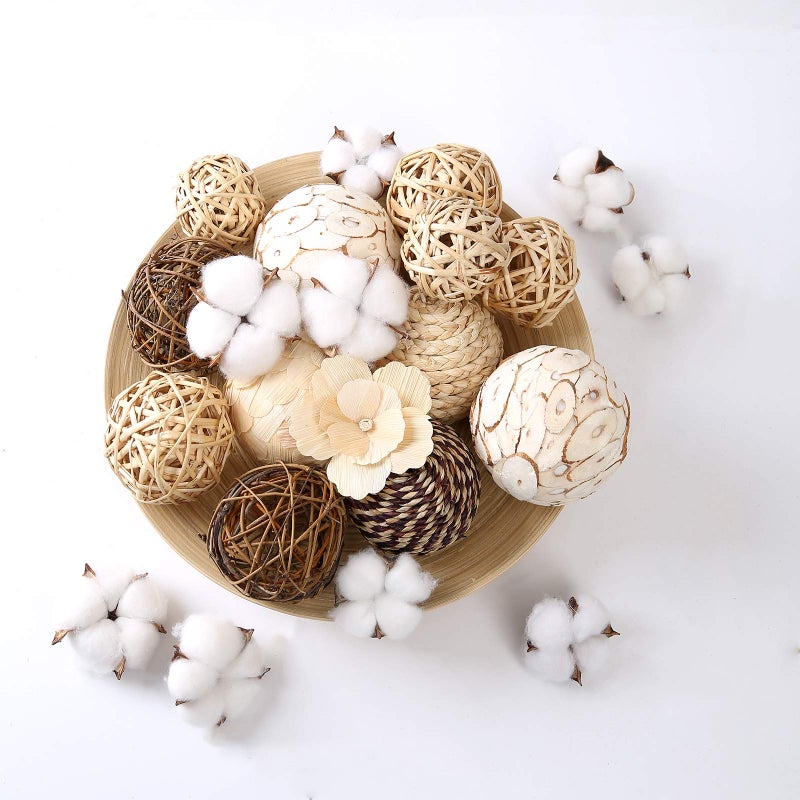 CIR OASES Decorative Balls Assorted Spherical Rattan Twigs Wicker Balls Cotton for Bowl and Vase Filler Balls Spheres Orbs Filler Centerpiece Home Decor - Image 3